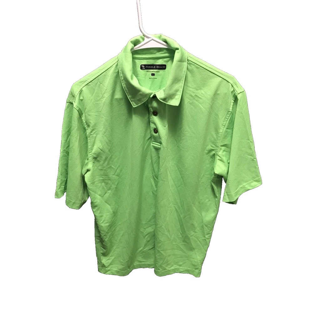 Pebble Beach Performance Men's L Golf Polo Shirt Lime Green Size Large